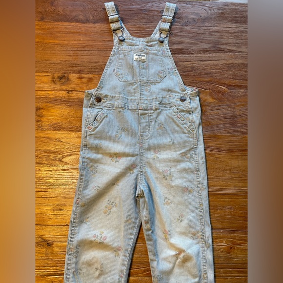 Adorable Oshkosh pinstripe girl overalls, with Peter pan collar long sleeve, 5T. - Picture 2 of 10